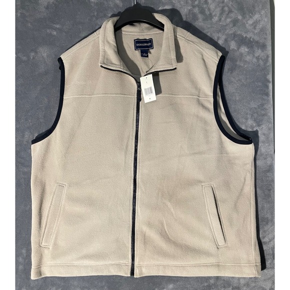 Saddlebred Other - Saddlebred Mens Fleece Vest Full Zip Beige Putty Gray XL Warm Layering Jacket
